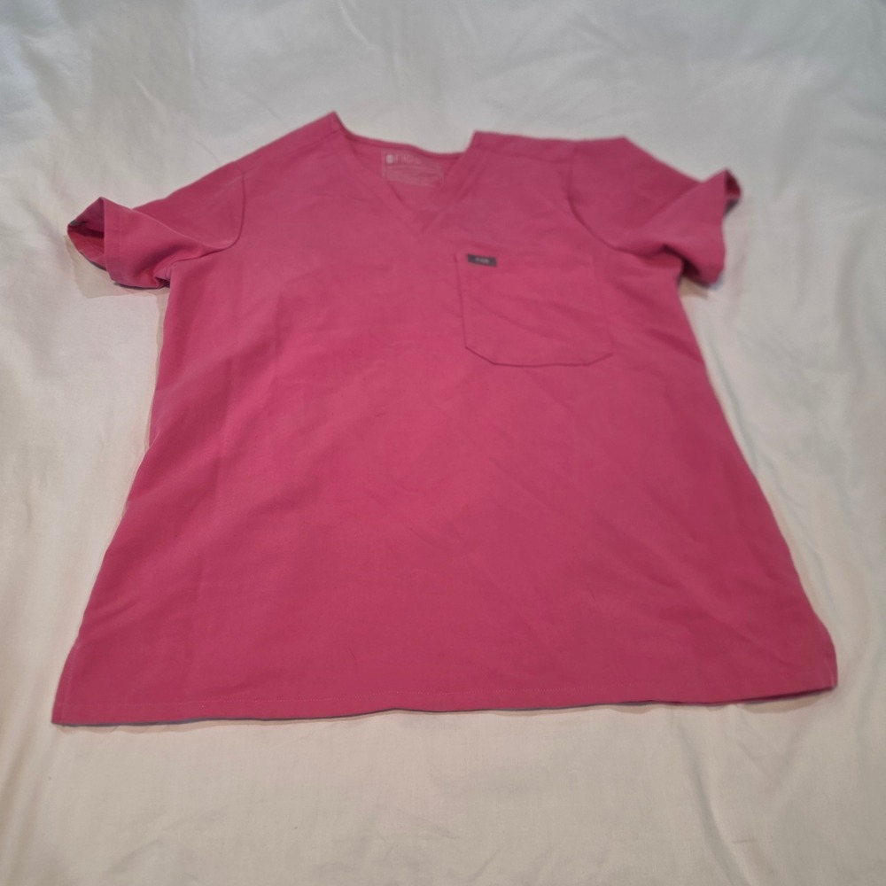 Figs Catarina Scrub Top Womens Medium Pink Excellent V-Neck Short Sleeve 1000211